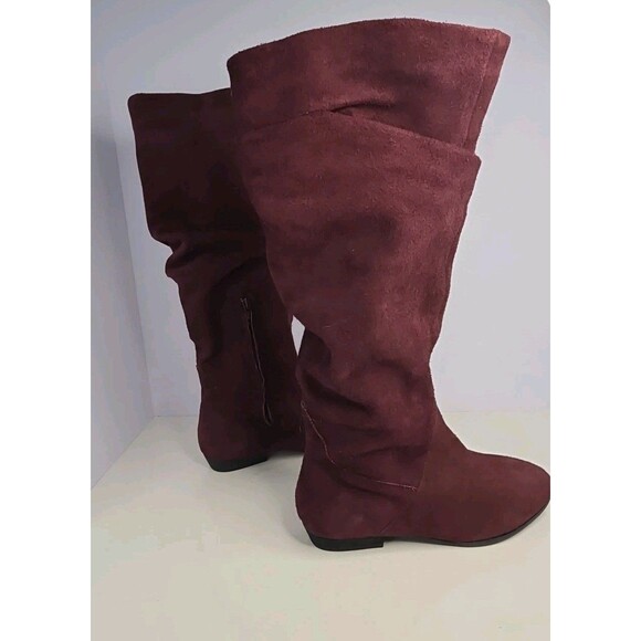 Array Burgundy Suede Low Heel Slouch Boots Sz 6.5 W Minimalist Comfort @ Work - Picture 5 of 9